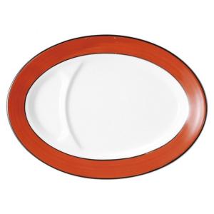 敦煌 9吋仕切プラター 中華食器 プラター（M） 業務用 楕円皿 日本製 磁器 約22.5cm 中華皿 餃子皿 ギョーザ皿