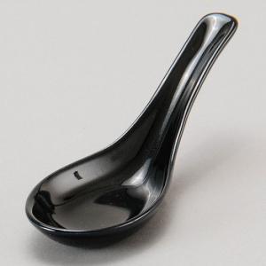 黒マット片掛レンゲ 中華食器 レンゲ 業務用 約14.5cm 磁器製 れんげ
