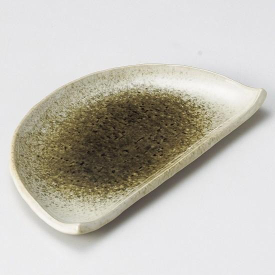 織部かすみ半月7.0皿 和食器 半月皿 業務用 約21cm 和食 和風 揚げ物 焼き魚 だし巻き玉子