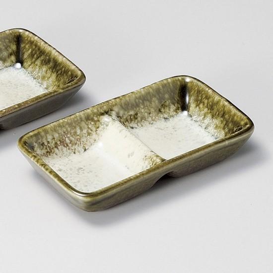 織部かすみ二品盛 和食器 仕切皿（2品皿・3品皿） 業務用 約11.7cm 和食 和風 焼肉店 たれ...