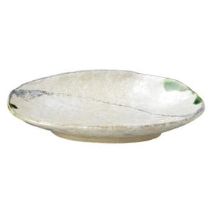 白釉八寸楕円皿 4枚 (未使用 新品同様) 青釉 8号小判皿 和食器 楕円皿 業務用 約24cm 和食 和風 天ぷら 揚げ物