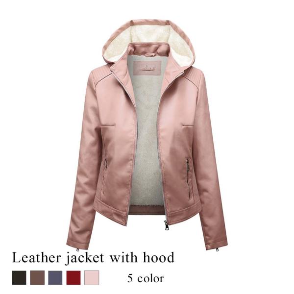 ライダースジャケット レディース フード付きレザージャケット 春 革 ブランド 40代 冬 50代 ...