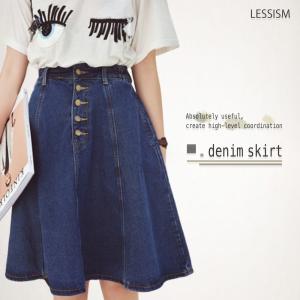 キュロットスカート ハイウエストデニムスカート レディース ゴルフ 膝