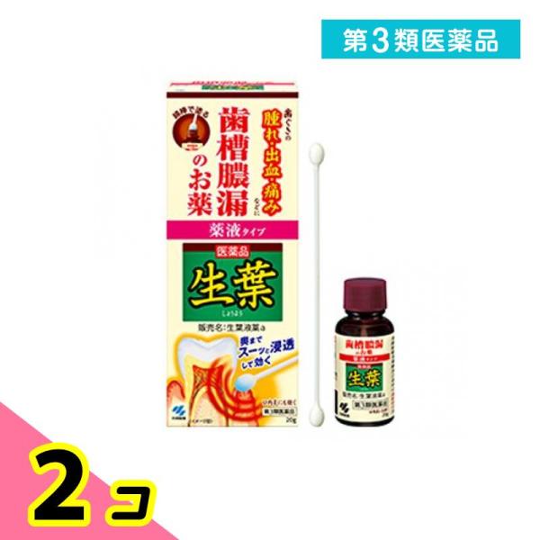 第３類医薬品 生葉(しょうよう)液薬 薬液タイプ 20g+綿棒(約15cm)30本 60回分 2個セ...