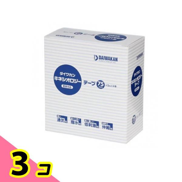 ダイワカン キネシオロジーテープ 医家向品 4巻 (幅75mm×5m) 3個セット