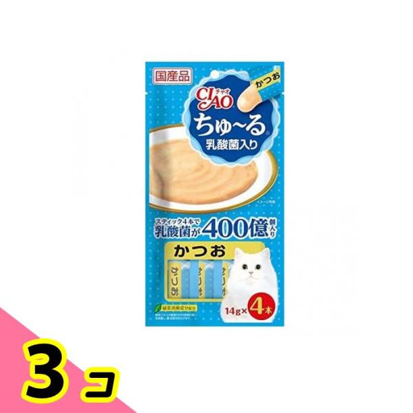 いなば 猫用おやつ CIAOちゅ〜る(チャオちゅーる) 乳酸菌入り かつお 14g (×4本) 3個...