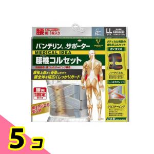バンテリンコーワサポーター 腰椎コルセット ゆったり大きめLLサイズ 1枚入 (ブルーグレー) 5個セット