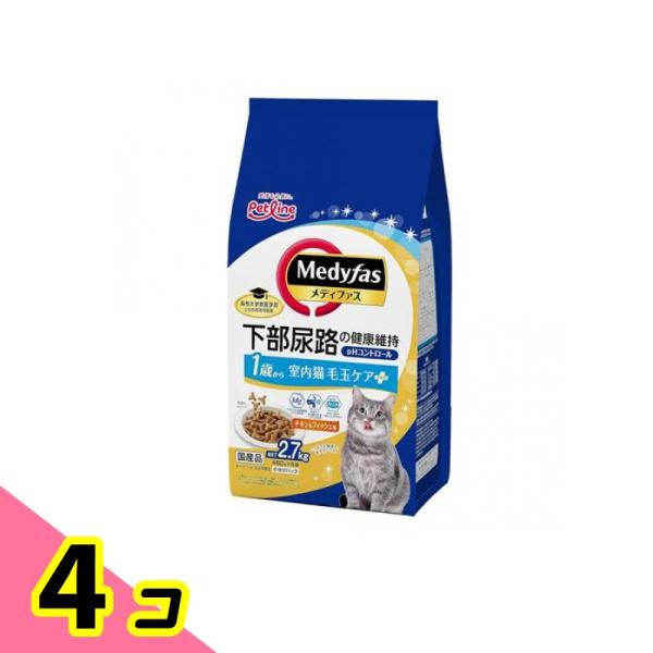 メディファス 猫用 ドライ 室内猫毛玉ケアプラス1歳から チキン&amp;フィッシュ味 450g× 6袋入 ...