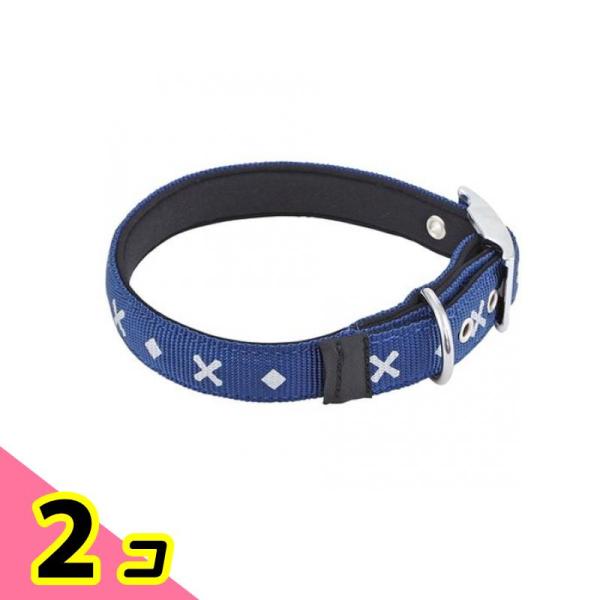 ペティオ  ベーシックプラス クロスダイヤカラー Mサイズ 中型犬用首輪 ブルー 1本入 (W558...