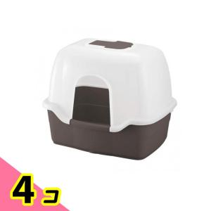 リッチェル 猫用 ラプレ ネコトイレ 深型60フード付 本体 1組入 (ダークグレー) 4個セット