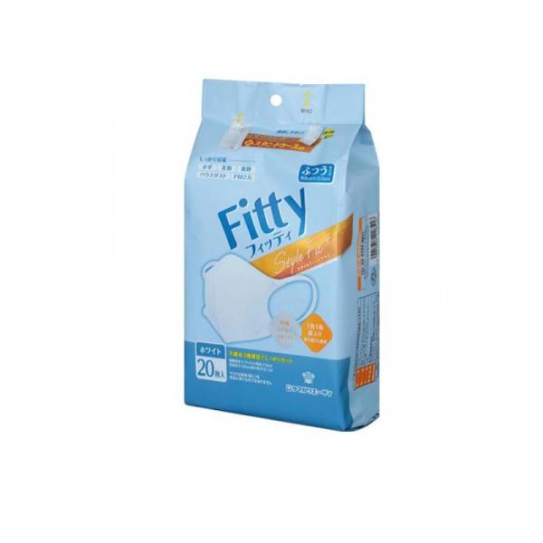 2980円以上で注文可能  フィッティ スタイルフィットプラス立体マスク ふつう ホワイト 20枚入...