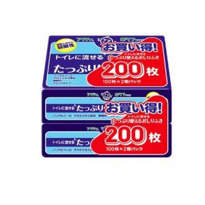 アクティ トイレに流せるたっぷり使えるおしりふき 200枚入 (=100枚×2個パック) (1個)｜minoku-premium