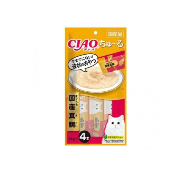 いなば 猫用おやつ CIAOちゅ〜る(チャオちゅーる) まぐろ&amp;国産真鯛 14g (×4本) (1個...