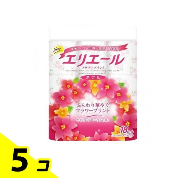 エリエール トイレットティシュー フラワープリント 18ロール (ダブル) 5個セット