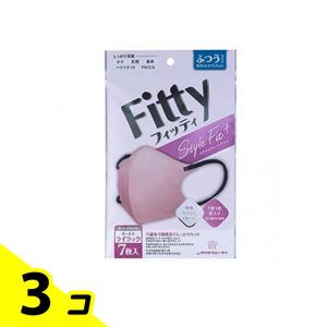 フィッティ スタイルフィットプラス立体マスク ふつう バイカラー オールドライラック×BK 7枚入 3個セット
