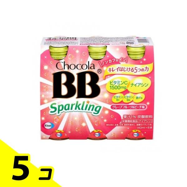 チョコラBB スパークリング グレープフルーツ&amp;ピーチ味 6本 (140ml×6) 5個セット