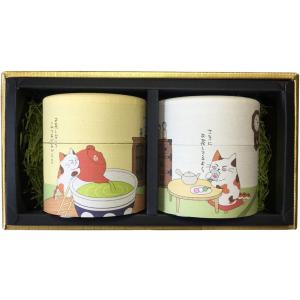 お茶 ギフト セット│ねこ茶 和紙缶│掛川茶 川根茶 日本茶 プレゼント ネコ 猫 かわいい