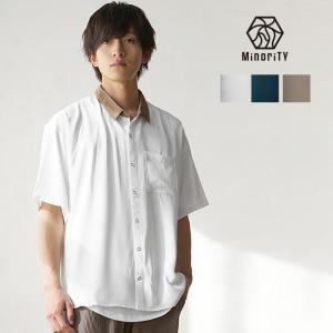 シャツ メンズ 半袖シャツ メンズ おしゃれ カジュアルシャツ メンズ 半袖 切り替えシャツ メンズ クレリックシャツ メンズ 白 黒 ベージュ 夏服 メンズ Minority Yahoo 店 通販 Yahoo ショッピング