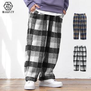 ALMO パンツ チェック柄ルーズワイドレッグパンツ(NEZ) メンズ