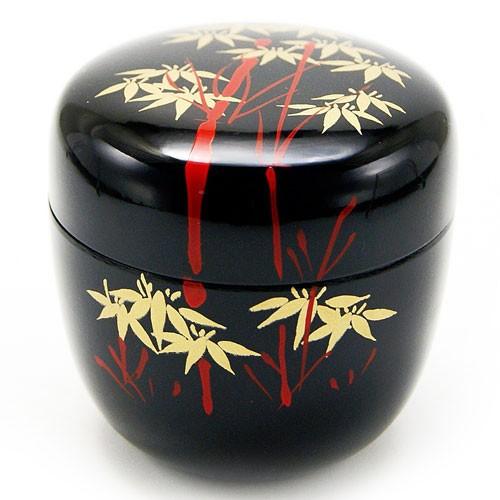 中棗 なつめ 薄茶器 竹林 黒色 樹脂製 お稽古用 茶道具 茶の湯用品 抹茶お点前用