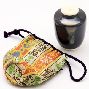 茶道具 茶入 お濃茶器 京焼 茄子茶入 京焼き 桶谷定一作 仕服 nasu