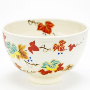 抹茶茶碗 色絵 秋草 志峰作 秋物 茶道具 陶磁器 茶の湯用品 お点前用