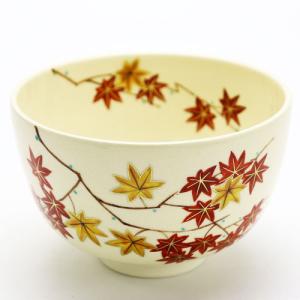 抹茶碗 色絵茶碗 「菊」 木箱入り 秋物 作家 鈴木一点 作 茶器 茶道具