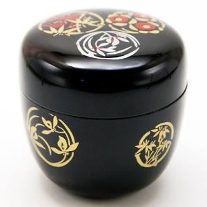 中棗 薄茶器 花丸 黒色 樹脂製 お稽古用 茶道具 茶の湯用品 抹茶お点前用