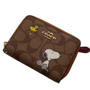 コーチ 財布 スヌーピー COACH シグネチャー ピーナッツ コラボ  ウッドストック プリント ジップ アラウンド 二つ折り 財布 CE704b アウトレット 店頭展示品