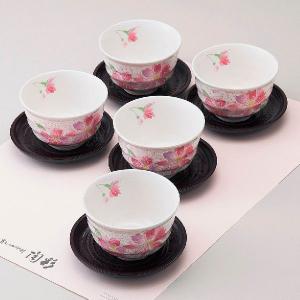 雅東窯　美濃焼　華ごころ　茶托付湯呑揃　国産　20%OFF　ラッピング可｜minoyakisquare