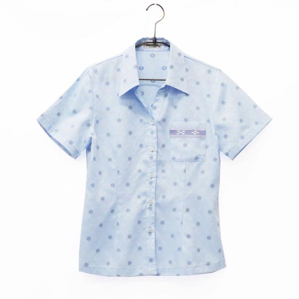 輪宝七宝カットジャガード シャツブラウス [MINSAH] レディース