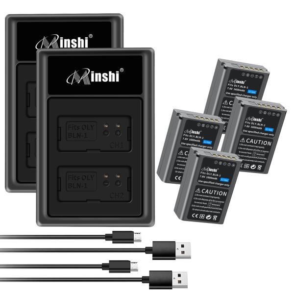 【4個セット&amp;2個充電器】 minshi OLYMPUS対応 互換バッテリー 1600mAh PSE...