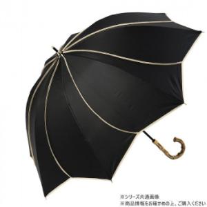 KIZAWA バンブー深張 花びらショート日傘 ブラック×ベージュ M50HB-081API-bla...
