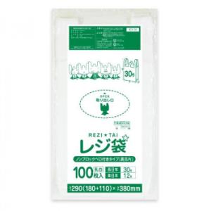 レジ袋　ノンブロックベロ付きタイプ(長舌片)西日本30号・東日本12号 RCK-30 乳白 100枚...