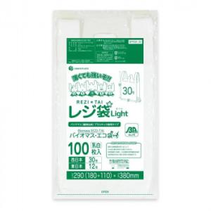 レジ袋Light　バイオマス・エコ袋　西日本30号・東日本12号 BPRSK-30 乳白 100枚×...