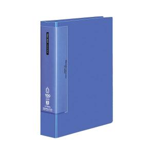 ds-コクヨ クリヤーブック（ウェーブカットポケット・固定式）A4タテ 100ポケット 背幅64mm 青 ラ-T590B 1セット（4冊）