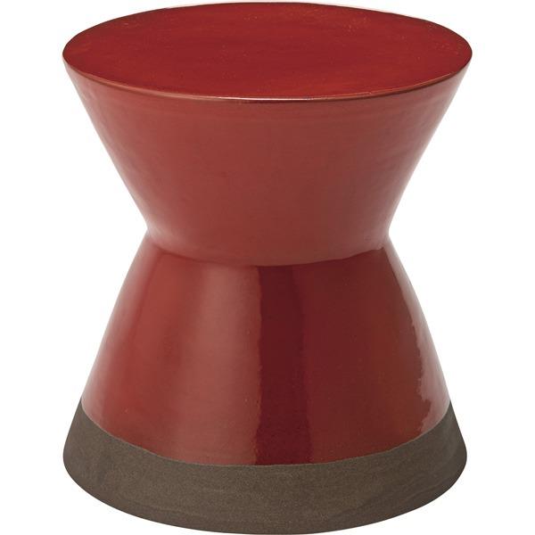 ds-オットマン 直径30×高さ31cm レッド 陶器製 屋外使用対応 サイドテーブル兼用 ミニ ス...