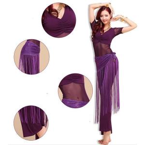 ヨガ練習服ベリーダンスレッスン着3点セットアップストレッチフィットネスヒップスカーフステージ衣装8色