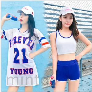 タンキニ水着バンドゥ水着学生人気水着レディース体型カバー韓国バンドゥビキニ3点セットスポーツおしゃれ可愛い