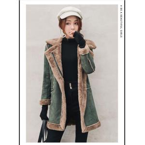 コートフェイクムートンコートレディースアウターあったか裏ボアジャケットロング体型カバー通勤着痩せオシャレ2色秋冬30代40代50代