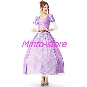 当季大流行 舞台衣装 コスプレ 漢服 ドレス 紫色 王族 貴族 M 3点セット レディース - コスプレ