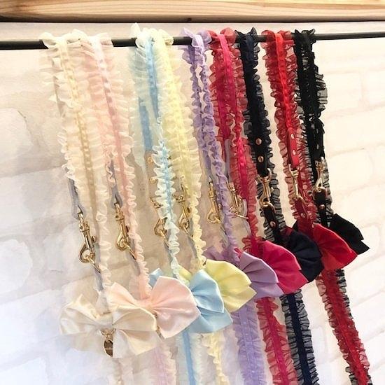 カラー＆リードセット 犬 おしゃれ かわいい 小型犬 中型犬 カラー リード NEW フリルリボン ...