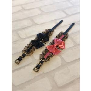 首輪 犬 おしゃれ かわいい 小型犬 中型犬 レオパード柄フリルリボン カラー 日本製 ミントタン ...