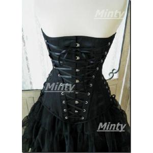 ブラック黒リボンの姫ライン♪ミンティー minty黒地フロントもサイドもリボンの美ライン７バスクコルセット minty30101｜minty