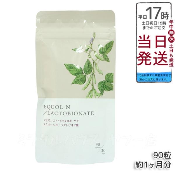 エクオールN ラクトビオン酸配合 90粒 サプリメント エクオール サプリ 大豆イソフラボン 美容 ...