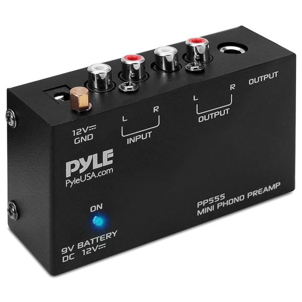 Pyle (PP555)ウルトラコンパクトタイプ フォノターンテーブル用プリアンプ 9 V バッテリ...