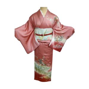 中古】Mサイズ 正絹 付け下げ グレー地に露芝草模様 : リサイクル  