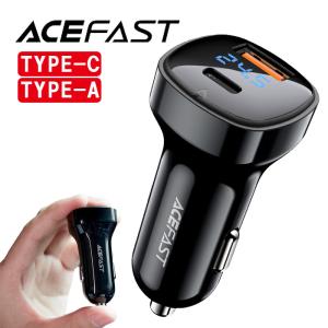 ACEFAST 2ポート シガーソケット 液晶表示 ディスプレイ 車載充電器 B4 カーシガーチャージャー シガーアダプター TYPE-C USB-C【宅配コン】｜mirai-plus