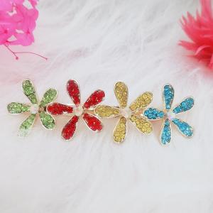 海外工房 手作り高級バレッタ フランス輸入 ピンク スワロフスキークリック 