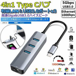 USB C ハブ RJ45 Thunderbolt 3 1000Mbps 有線LAN 4ポートアダプター RJ45 変換アダプタ 5Gbps高速 USB 送料無料｜未来ネットワーク
